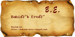 Babiák Ernő névjegykártya